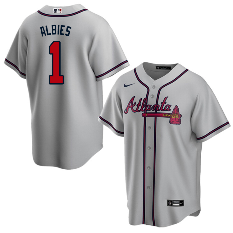Nike Men #1 Ozzie Albies Atlanta Braves Baseball Jerseys Sale-Gray